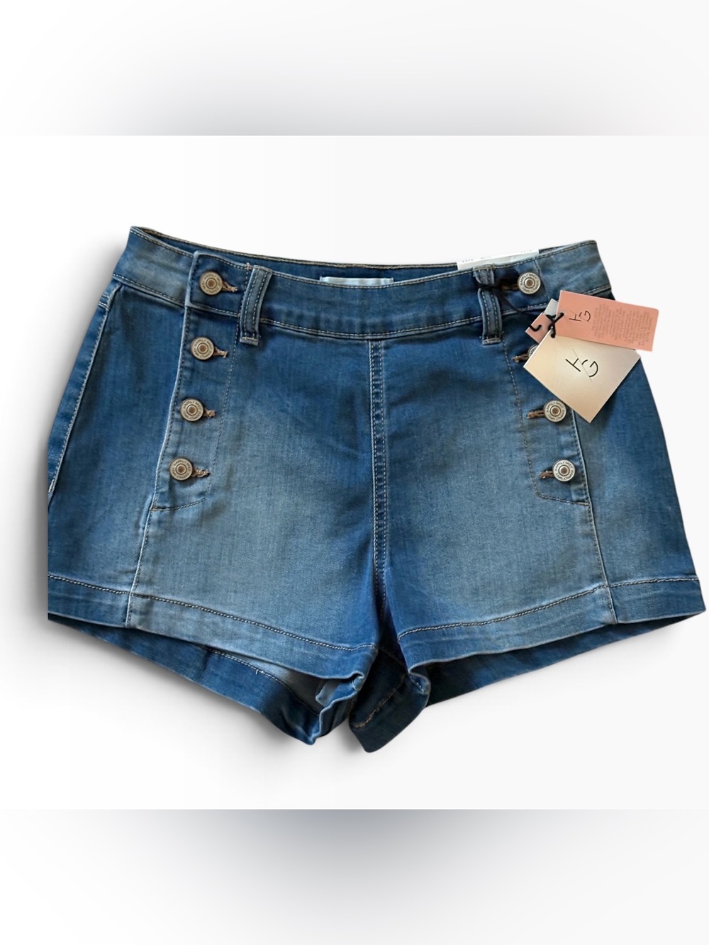Happily Grey NWT Womens High Rise Sailor Denim Jean Short Size 5/27 Blue
